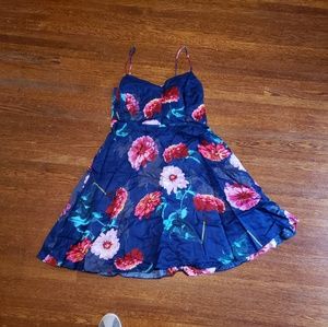 Floral "silk like" blue & red dress